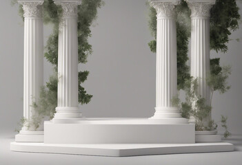 Naklejka premium Background podium column 3d roman luxury greek white ancient display product classic Podium platform