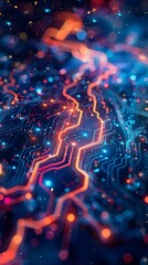 Vibrant Electric Circuit Diagram with Dynamic Neon Currents Flowing Through