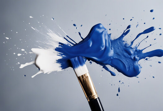 Blue paint brush stroke smear color texture swatch background lipstick white smudge isolated Brush m