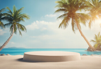 Beach podium background product summer sand display stand sea cosmetic Product summer background pod