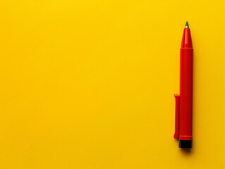 A red highlighter in the top right corner of a solid yellow background, ideal for marking important text.