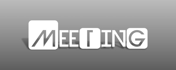 Parola MEETING  con sfondo colorato gradiente