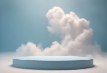 Cloud background podium blue 3d product sky white display platform render abstract stage pastel scen