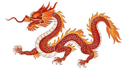 Obraz premium Clip art of dragon in Japanese style on white background