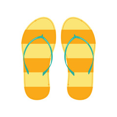 Summer beach slippers. Flip-flops. Sea sandals. Colorful illustrations in flat style.