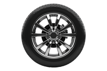 Alloy wheel and tire isolated on transparent background