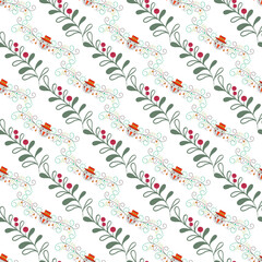 Christmas flourishes swirl holly leaves Seamless Pattern