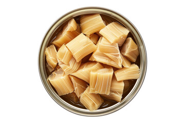 Caned bamboo shoot intended for cooking isolated on transparent background