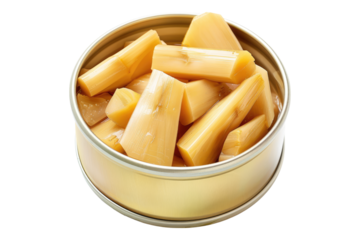 Caned bamboo shoot intended for cooking isolated on transparent background