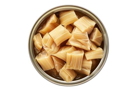 Caned bamboo shoot intended for cooking isolated on transparent background