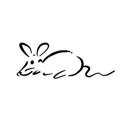 Illustration hand drawn, Minimal Mouse lines for artwork,logo, outline.