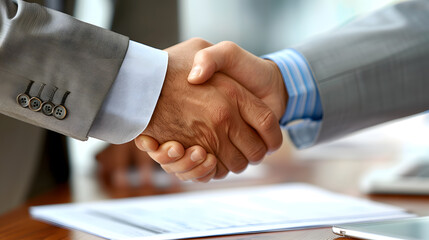 Handshake to seal business and deals between two entities. Concept: agreement.
