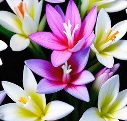 Obraz premium water lily, spring, beauty, garden, blossom, flowers, bloom, flora, frangipani, closeup, plumeria, petal