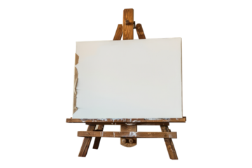 Easel and canvas isolated on transparent background