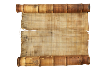 Egyptian papyrus scroll isolated on transparent background