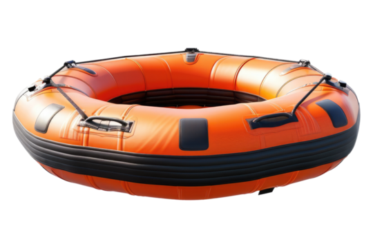 Emergency raft isolated on transparent background