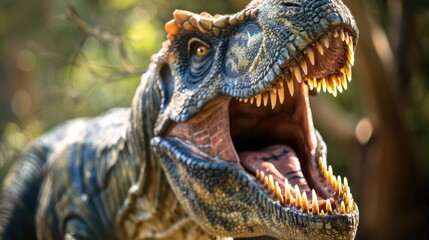 Close-up of Dinosaur Tyrannosaurus Rex roaring