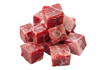 Meat cubes isolated on transparent background