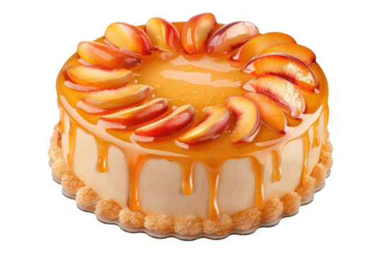 Peach cake isolated on transparent background