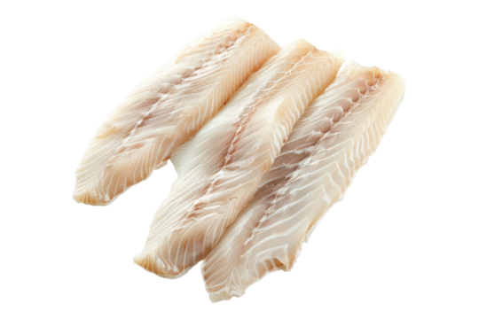 Raw haddock fish isolated on transparent background
