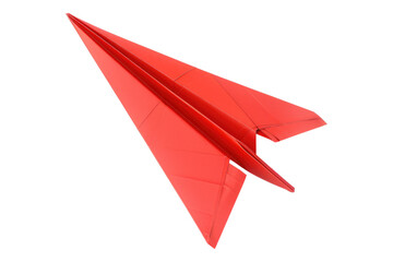 Red paper plane isolated on transparent background