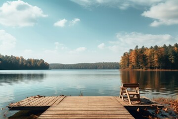 Naklejka premium Lake outdoors nature tranquility. 