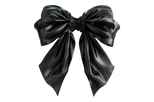 Black bow isolated on transparent background