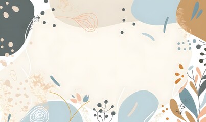 a cute pastel color frame with simple shapes and lines, simple flat illustration, Generative AI