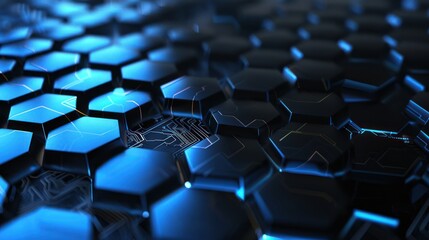 Fototapeta premium Abstract Blue and Black Hexagon Pattern