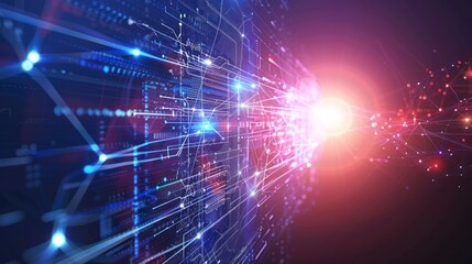Obraz premium Digital Network with Glowing Lines and Connections