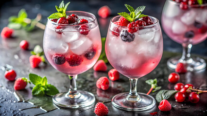 frozen alcoholic berry cocktail in glass ..