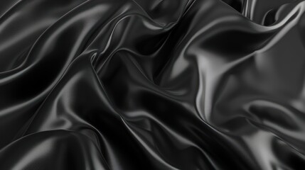 Obraz premium Black Satin Drapery with Smooth Waves and Folds