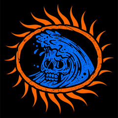 vector illustration tracing artwork of a angry waves of death. Can be used as Logo, Brands, Mascots, tshirt, sticker,patch and Tattoo design.