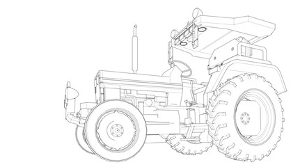 tractor graphic sketch illustration 3d	
