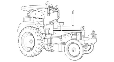 tractor graphic sketch illustration 3d	
