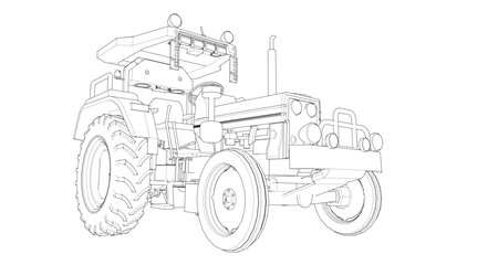 tractor graphic sketch illustration 3d	
