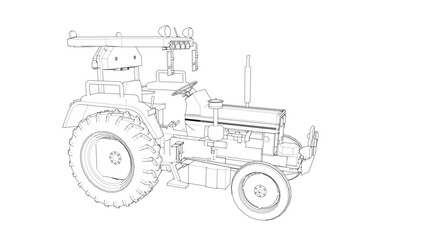 tractor graphic sketch illustration 3d	
