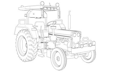 tractor graphic sketch illustration 3d	
