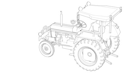 tractor graphic sketch illustration 3d	
