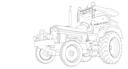 tractor graphic sketch illustration 3d	
