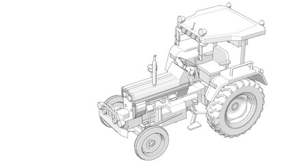 tractor graphic sketch illustration 3d	
