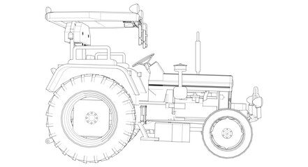 tractor graphic sketch illustration 3d	
