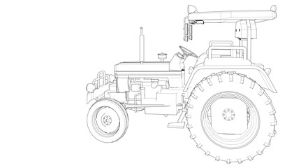 tractor graphic sketch illustration 3d	
