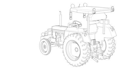 tractor graphic sketch illustration 3d	
