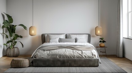 bed with pillows, cozy bed with blankets, comfy home