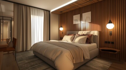 hotel room with bed, luxury bedroom design ideas, beautiful bedroom, cozy and comfy home ideas