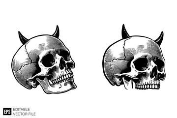 Skull head vector illustration design black and white