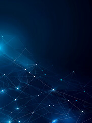 Obraz premium Blue technology background with network connections and digital data transfer gradient background with simple shapes.
