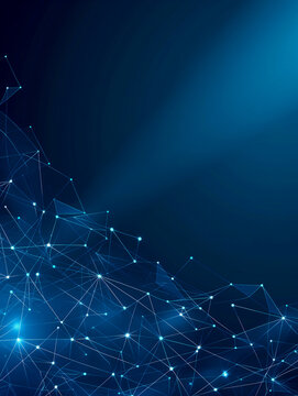 Blue technology background with network connections and digital data transfer gradient background with simple shapes.