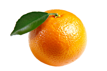 A fresh, juicy orange with water droplets represents natural, vibrant citrus goodness isolated on a white transparent background